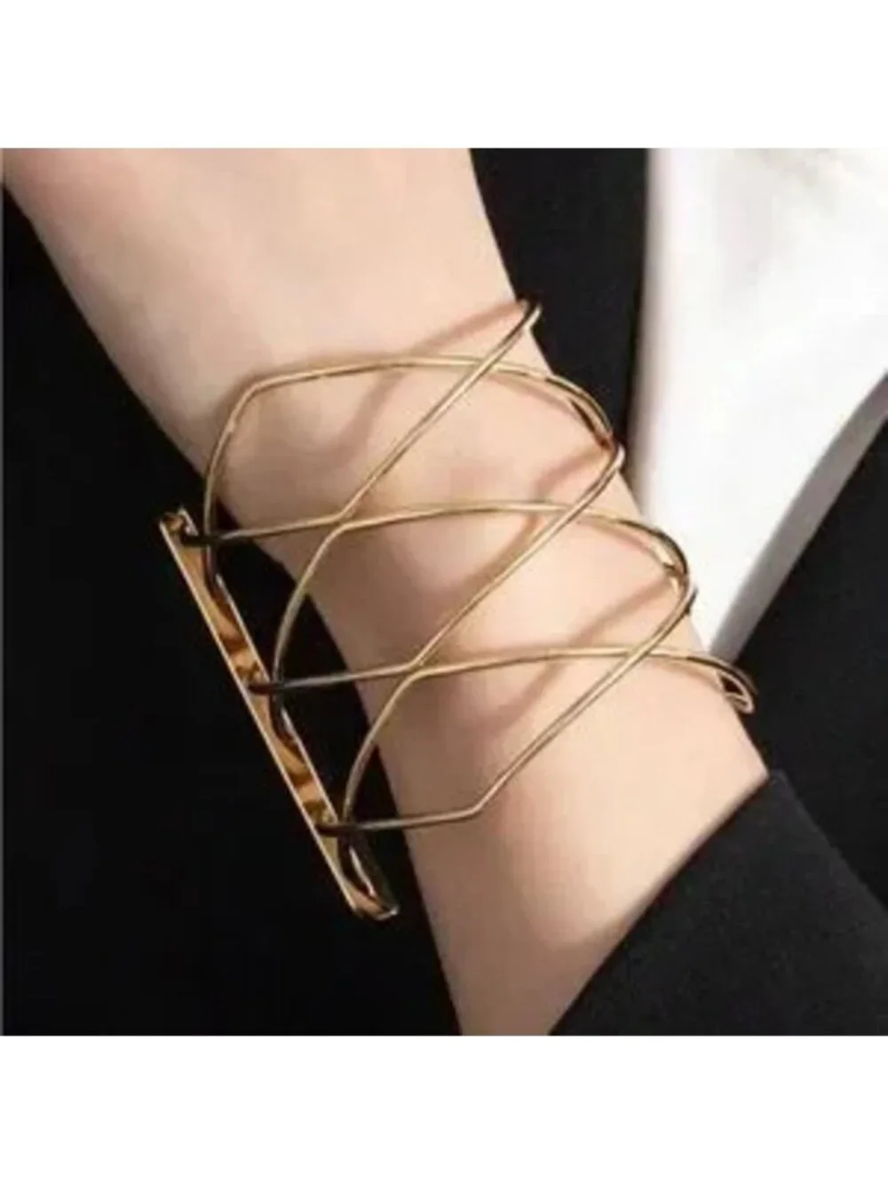 Gold 1pc Geometric Cuff Bracelet